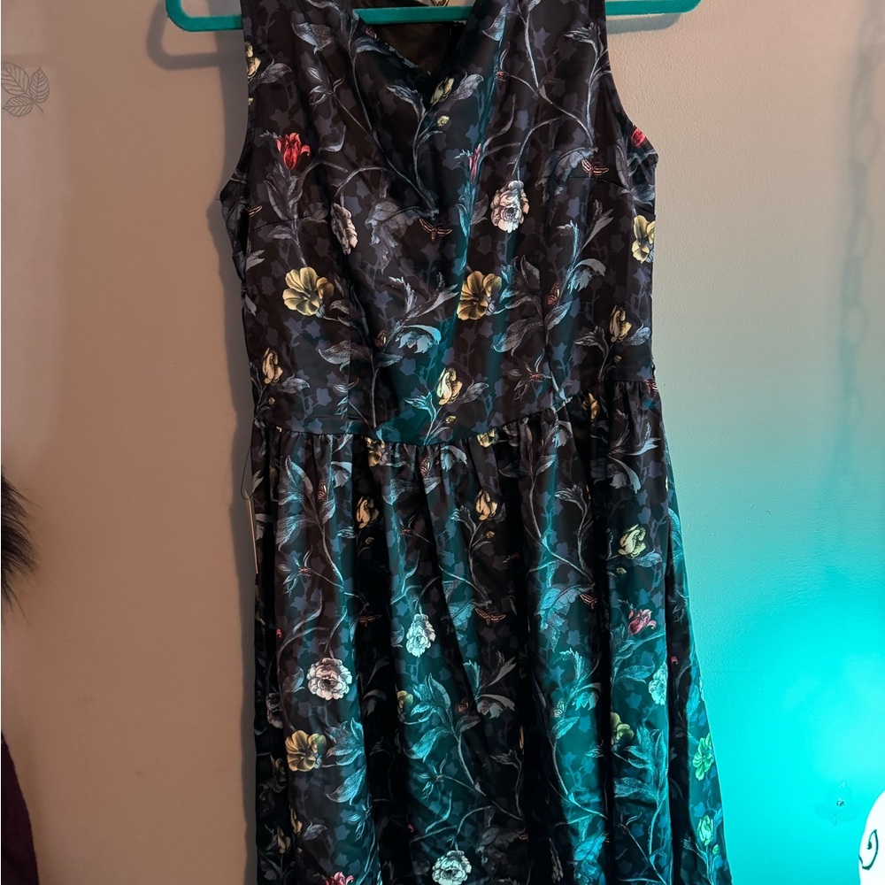 Lindy Bop Black and Gray Floral Dress